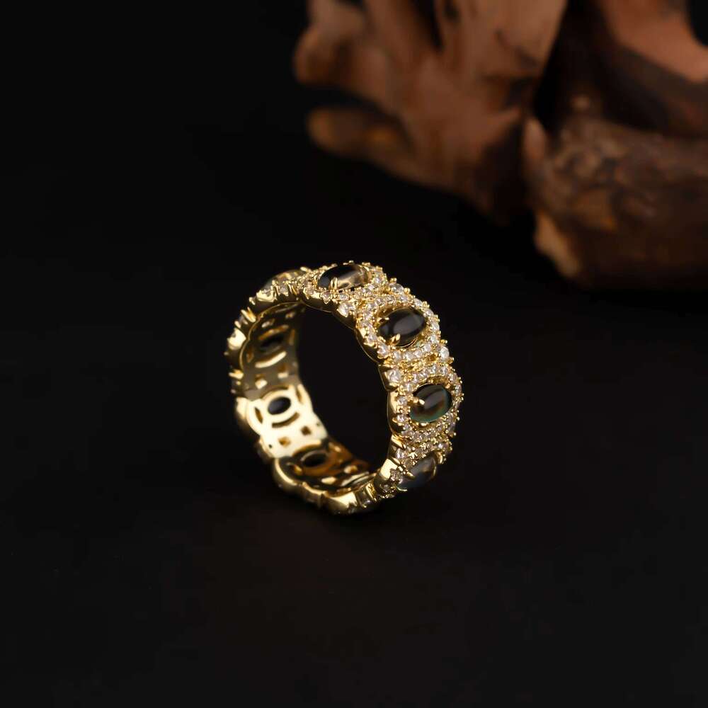 Custom 14k Gold Oval Zircon Ring Fine Jewelry Style Anniversary Band Women Men Trendy Engagement Sier Plating Made Brass