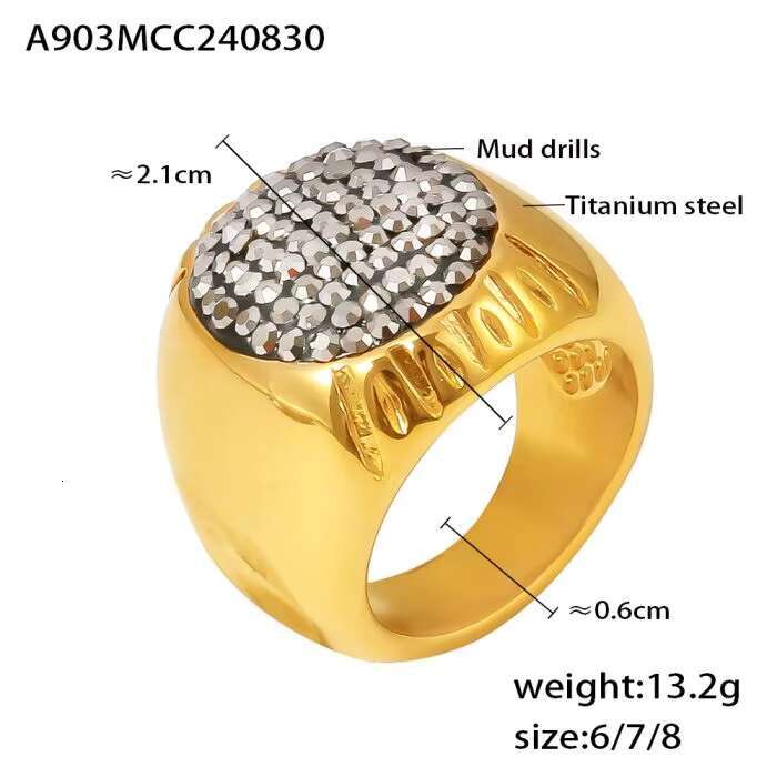 High Quality Stainless Steel 18k Gold Plated Geometric Circle Diamond Rings for Women Men Waterproof Party Fashion Jewelry