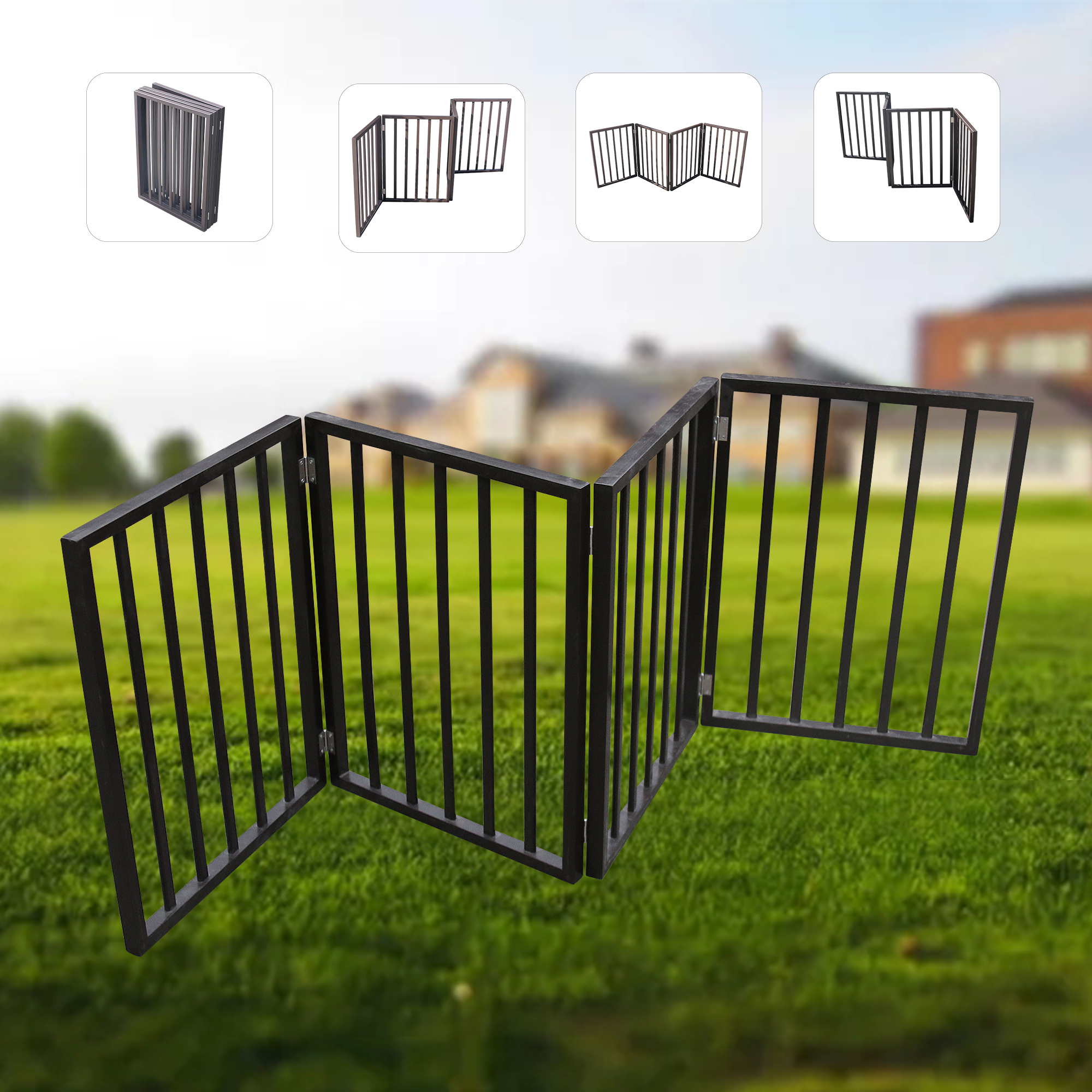 Wholesale Pet Gate Dog Gate for Doorways Stairs or House Freestanding Folding Arc Wooden