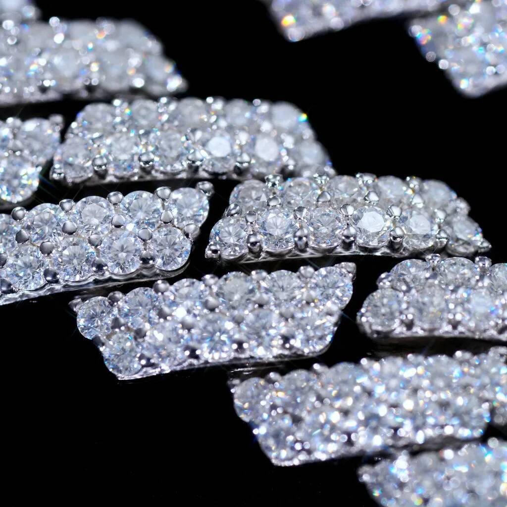 S & VVS Moissanite 10MM Prong Cuban Link Chain Sterling Sier Pass Test Lab Dia Necklace Valentine's Day Gift For Him