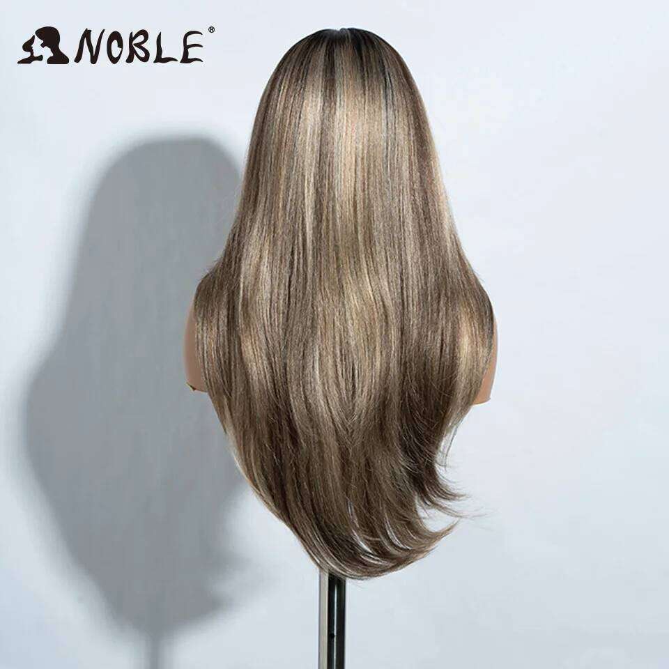 NAMM Noble Synthetic Front 26" Straight Ombre lace Cosplay Part Blonde Wigs For Women synthetic Lace Wig