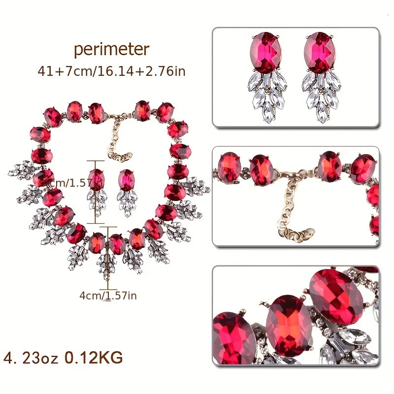Vedawas 3pcs/set Geometric Rhinestones Necklace earring setShiny wedding party women accessories set 250530