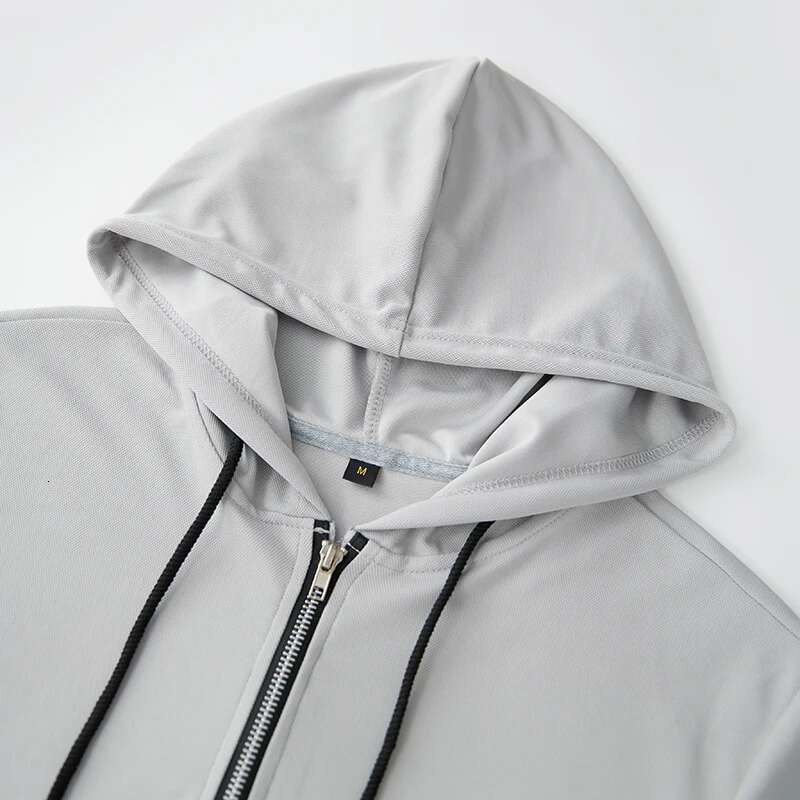 Mens Lightweight Short Sleeve Zip Up Hoodie Sweatshirt with Drawstring Solid Color Casual Pullover Hooded T-shirt for Summer