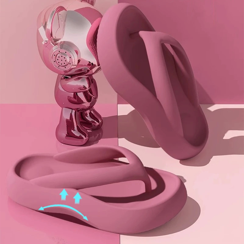 Thick soled flip flops with increased height 2024 beach womens summer walking slippers 250605