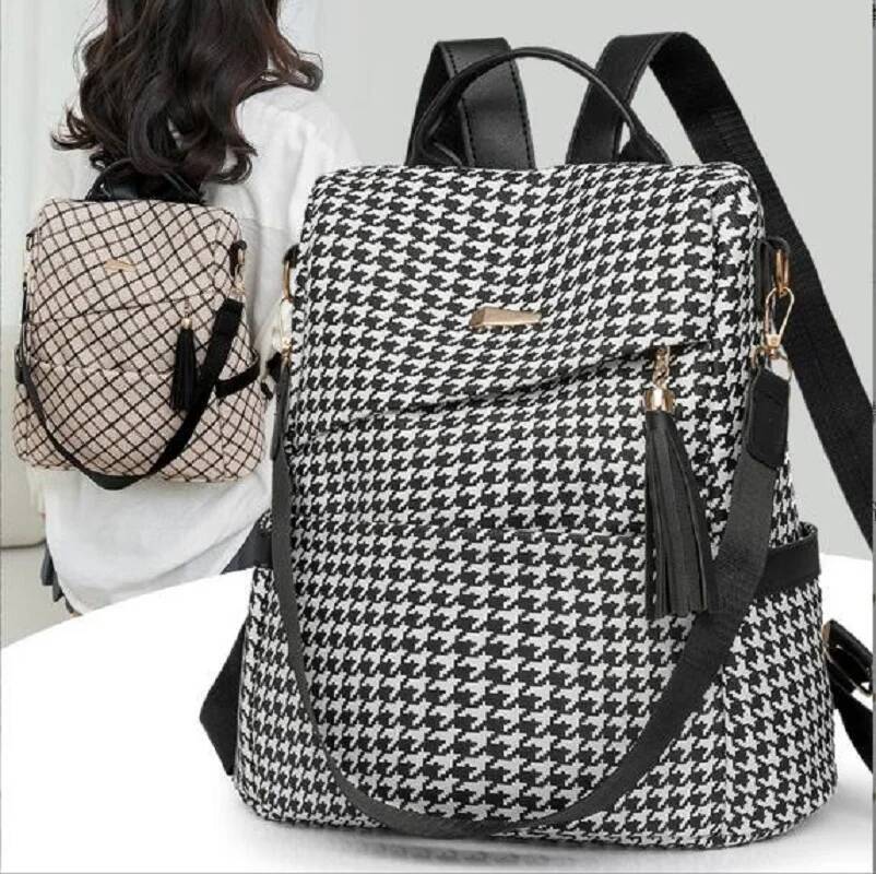 2025 New Korean Fashion Printed Anti Theft Travel Backpacks Women's Large Capacity Shoulder Bags Tassels Designer Totes Backpack