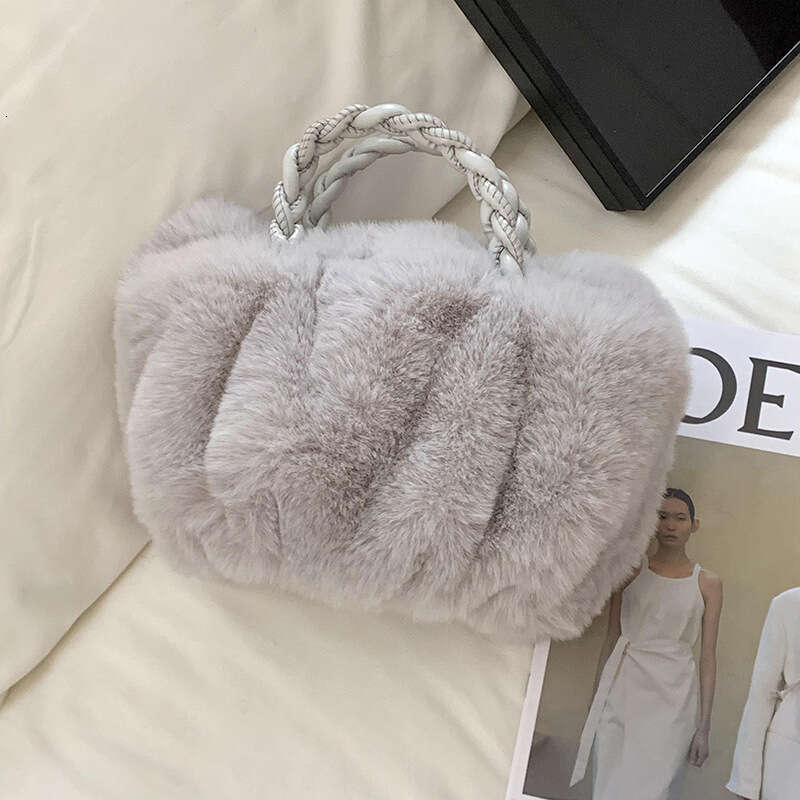 Small Square Women's New High-end Feel Autumn Winter Versatile Plush Woven Handbag Underarm Bag