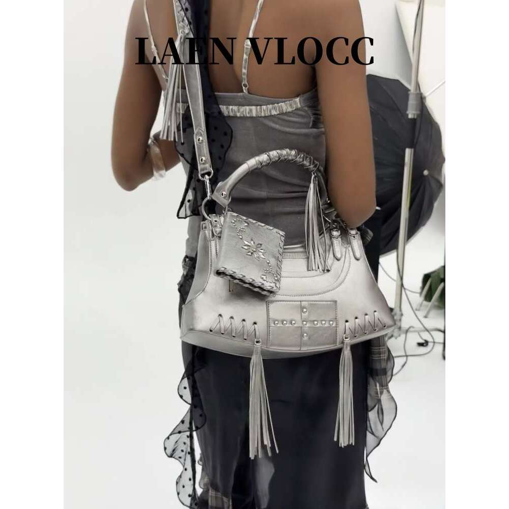 Punk Style Motorcycle New Tassel Metal Rivet Shoulder Underarm Sweet Cool Girl Crossbody Bag