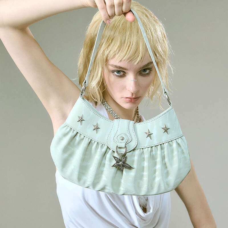 Super Popular Design Sense Niche Hot Girl Mint Star Underarm Women 2025 Spring Summer Pleated Dumpling Shoulder Bag New Casual Versatile Fashion