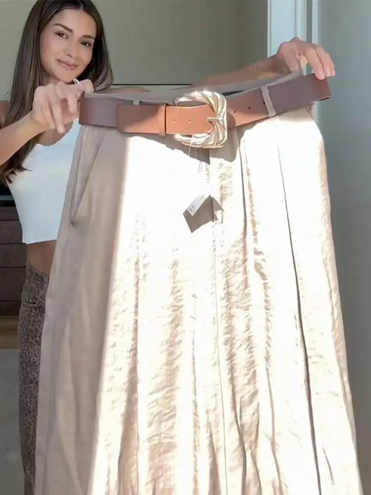 Womens Straight Pants Solid High Waist Belt Pockets Wide Leg Long Trousers Female 2025 Spring Lady Vintage High Street Wears 250605