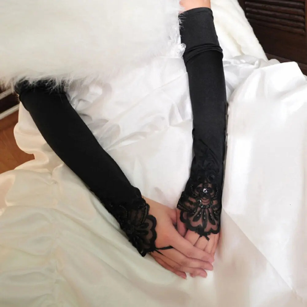 Long Evening Gloves Ladies Satin Lace Gloves Classic Party Decoration Accessories for Opera Evening Party Dance Wedding 250603