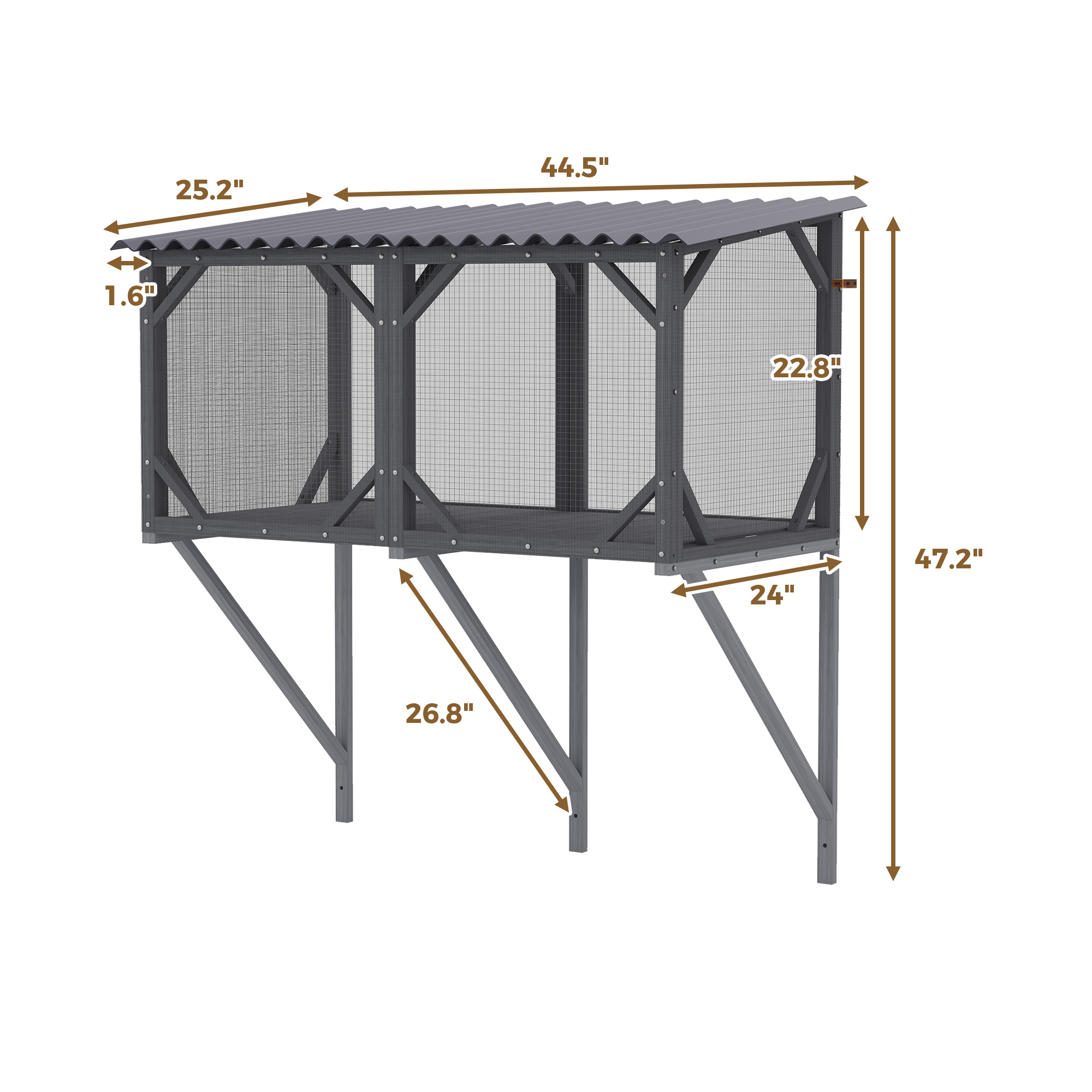 Cat Window Box 43.3" Catio Outdoor Cat Enclosure with Bug Proof Net for Sunbathing Napping Viewing Window Perch for Large Indoor Cats - All Weath