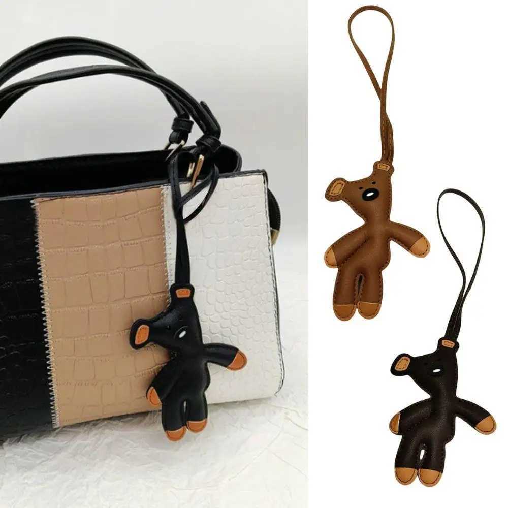 Mini Bear Keychain PU Leather Animals Keyring Hanging Ornament Backpack Handbag Charm Gift For Men Women Korean Bag Charms Y2k XJ250607