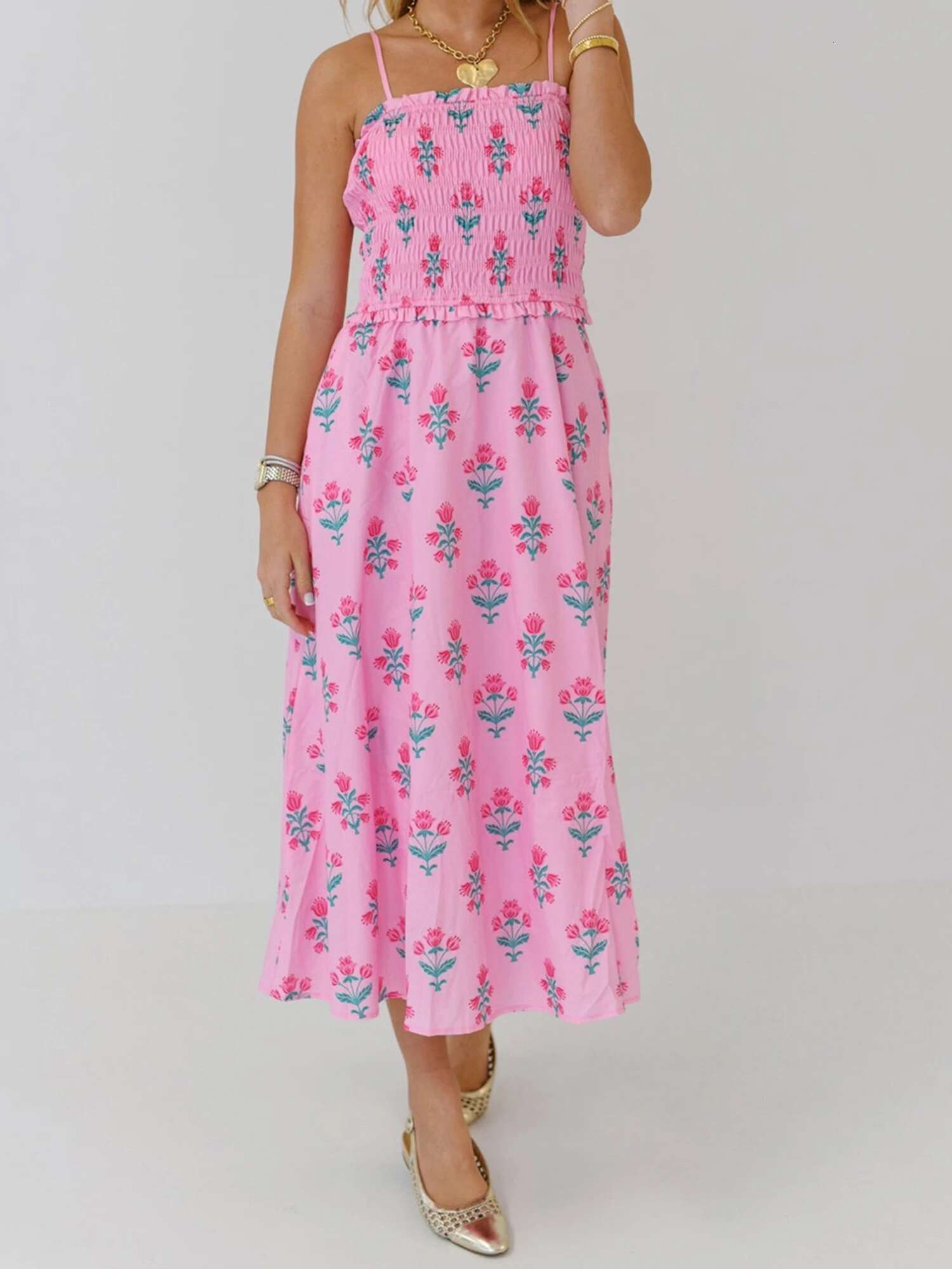 Elegant Off-shoulder Maxi Dress with Vibrant Floral Print and Flowy Ruffled Hemline Perfect for Spring and Summer Events
