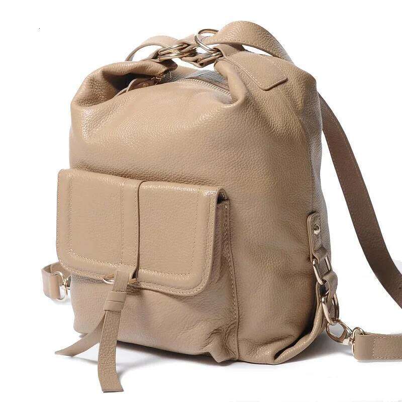 2024 New Vintage Fashionable Large Capacity Leather Women's Backpack Single Shoulder Motorcycle Equipment Accessories