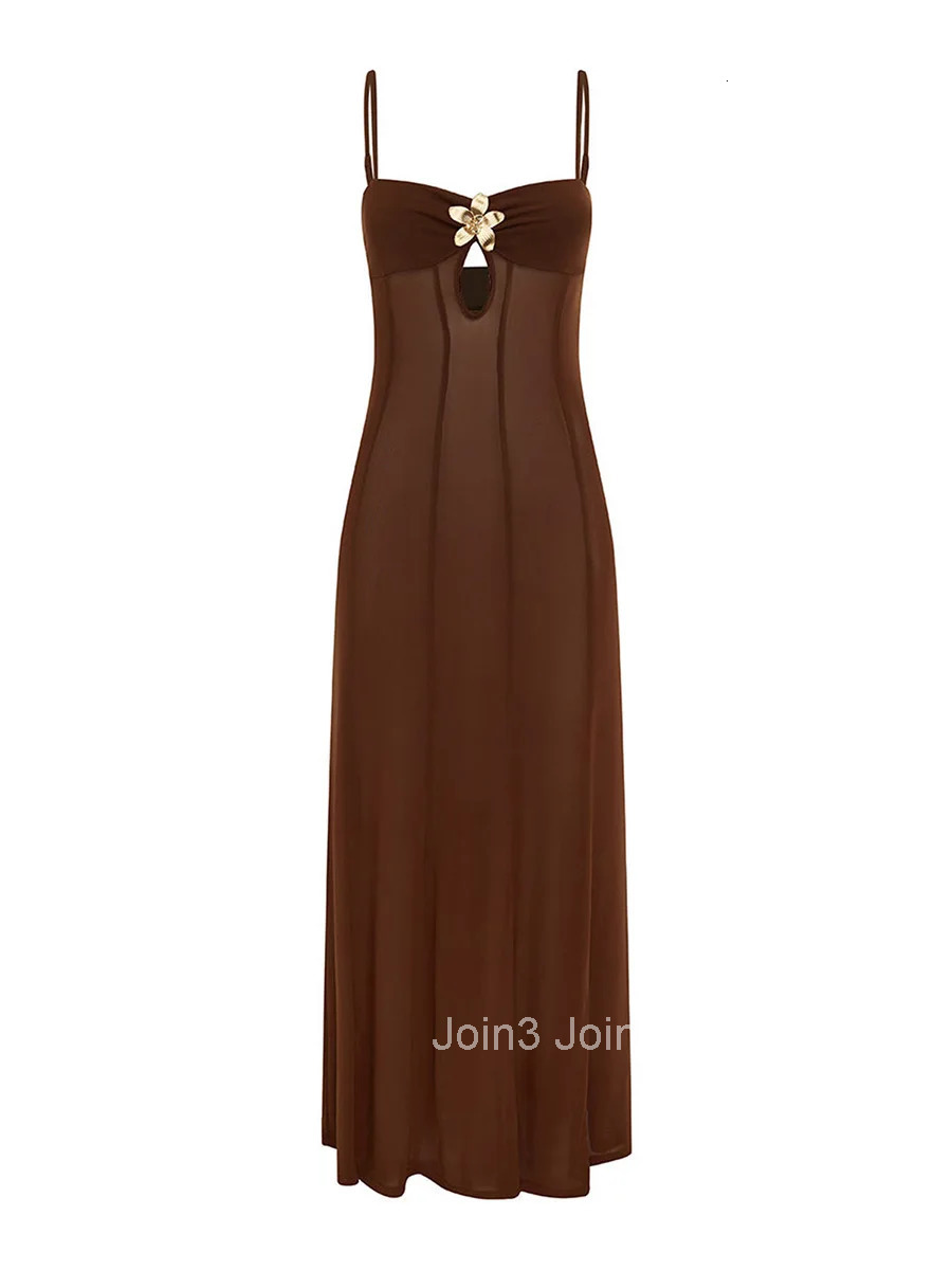 Elegant Lace Overlay Sleeveless Maxi Dress with V-neckline and Cutout Details Perfect for Summer Parties and Events