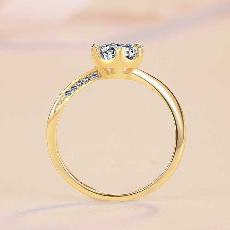 Elegant 925 Sterling Silver Moissanite Ring with 18K Gold Plating, Snowflake Design Wedding Band for Women