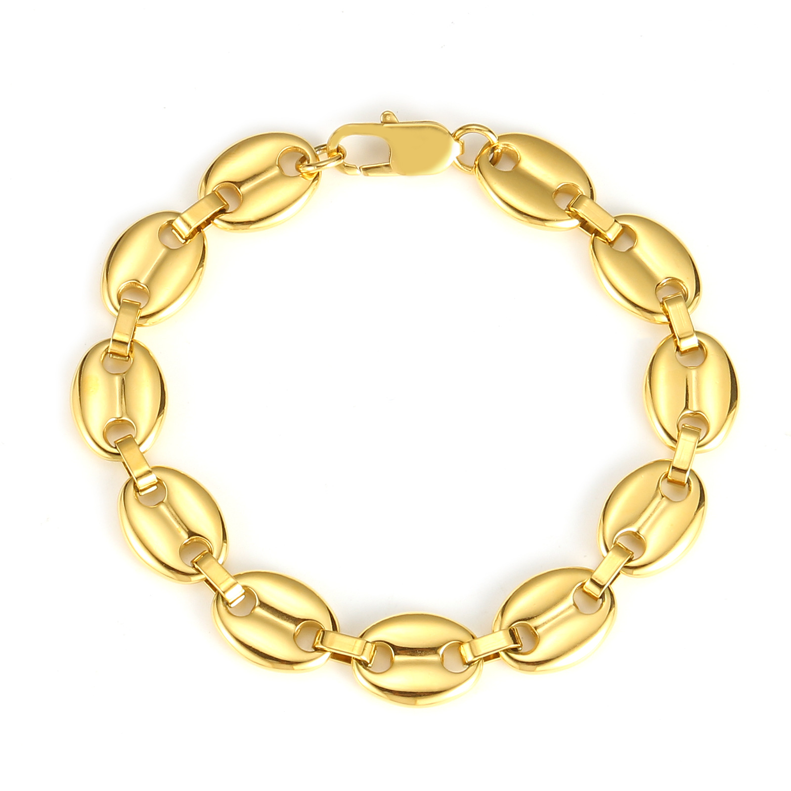 Hip Hop Coffee Beans Stainless Steel Chain Necklace Bracelet Mens Jewelry