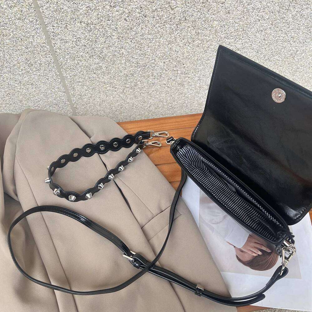 Rivet Shoulder Punk Studded Crossbody Bags For Women 2025 PU Leather Underarm Bag Cover Handbags NEW Flap Purse