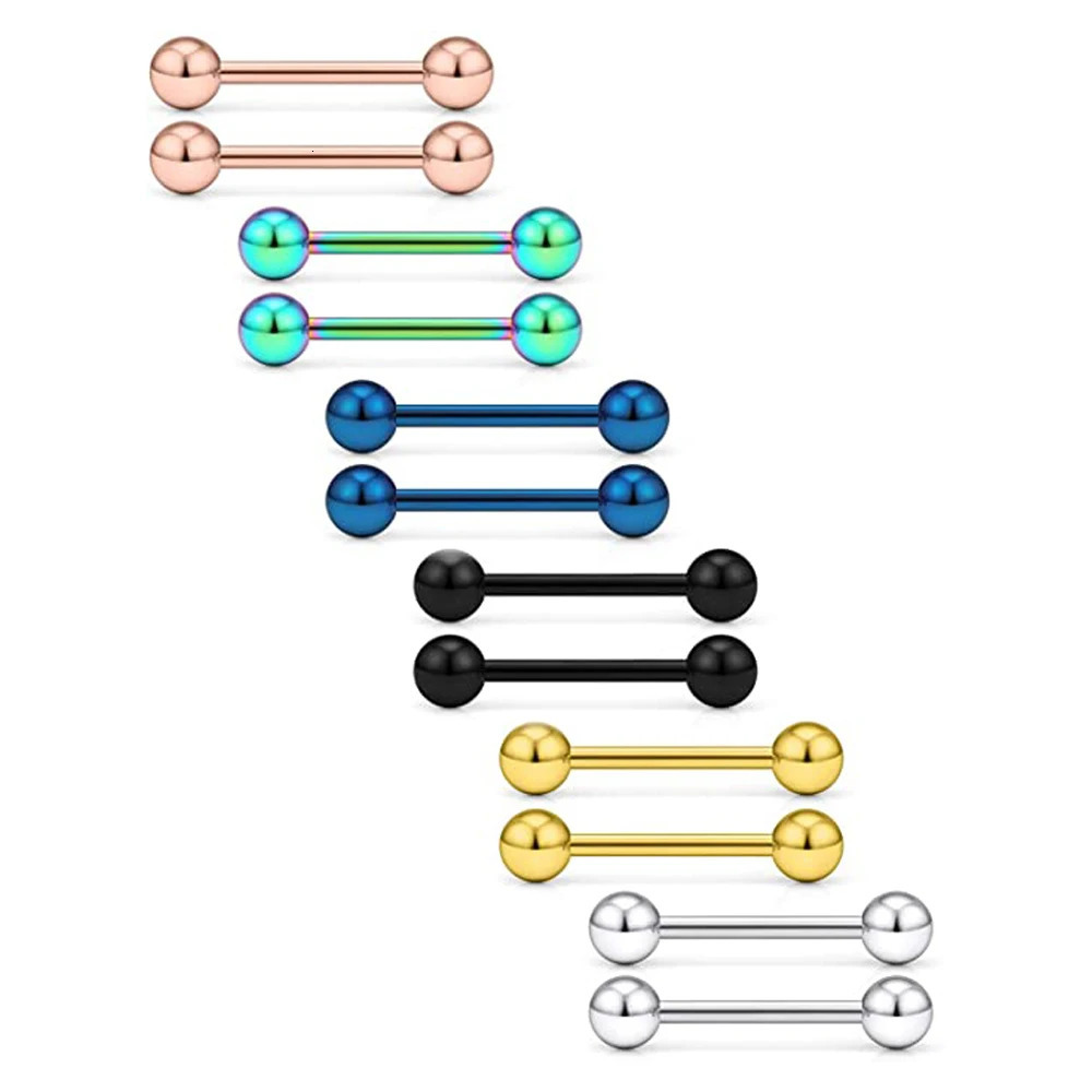 WKOUD 14G 16G Stainless Steel Externally Threaded PA Tongue Nipple Shield Barbell Ring Bar Body Piercing Jewelry Retainer 16mm 250606