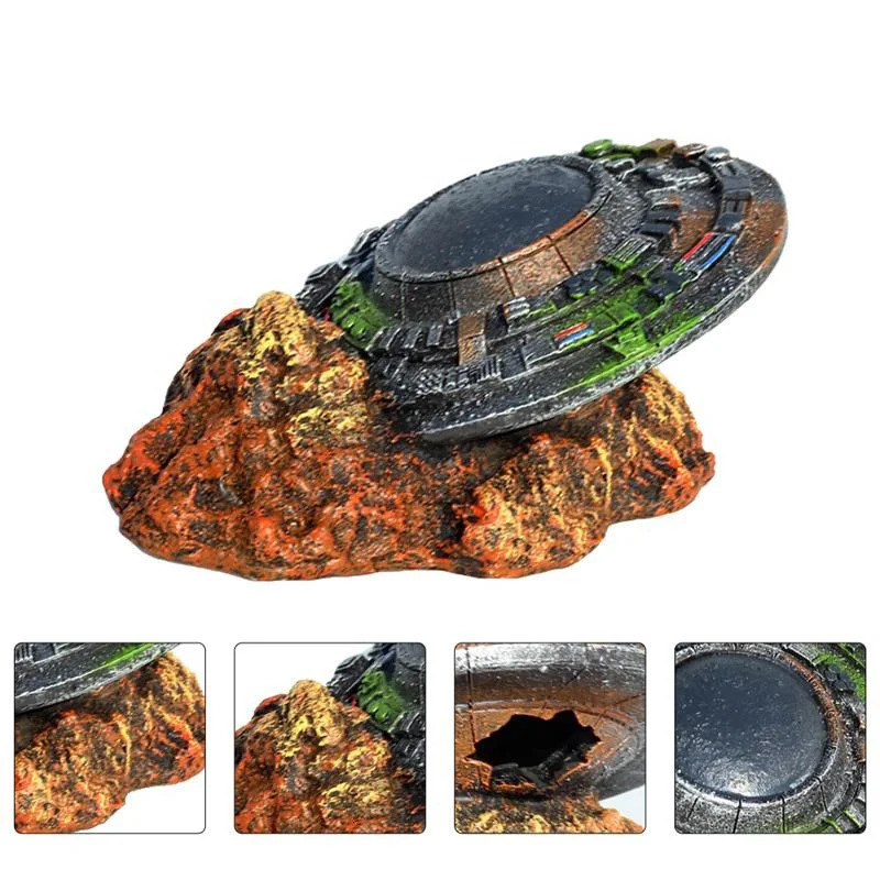 1Pc Emulation UFO Wreck Aquarium Landscaping Decorations Spaceship Resin Craft Fish Tank Ornament 250604