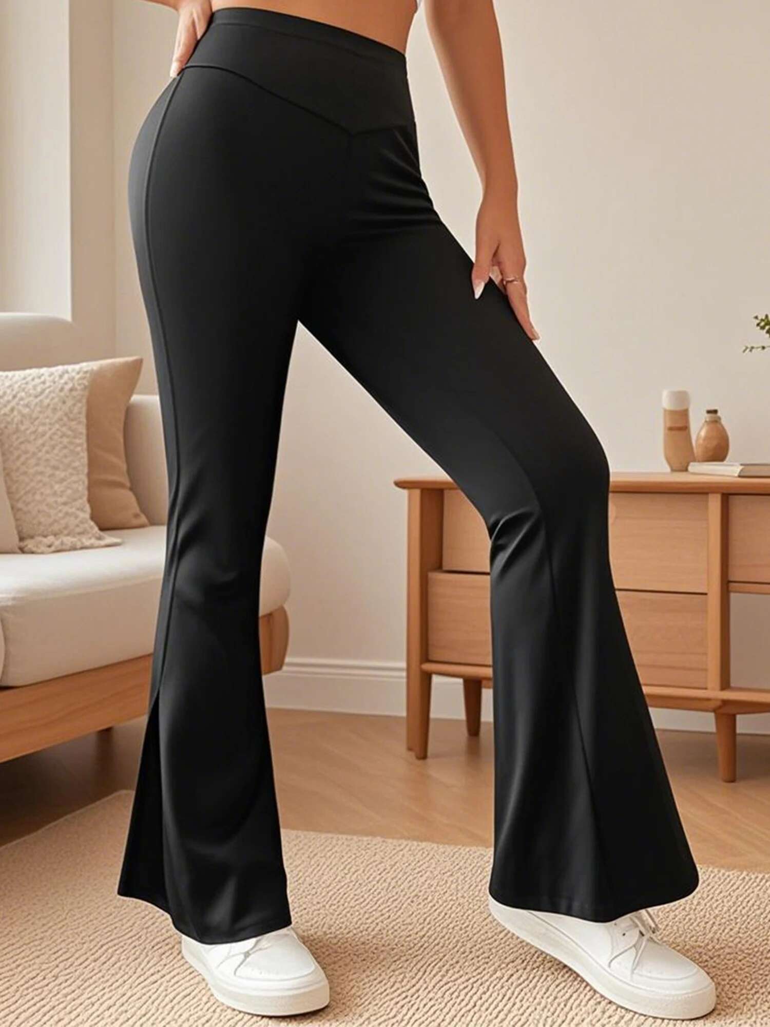 Women Plus Size High Waist Wide Leg Palazzo Pants Solid Color Loose Fit Casual Long Trousers with Pockets