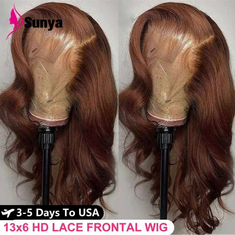 NAMM Chocolate Brown 13x6 HD Front For Women Brazilian Body Wave 4x4 13x4 Full Lace Frontal Wigs 100% Human Hair