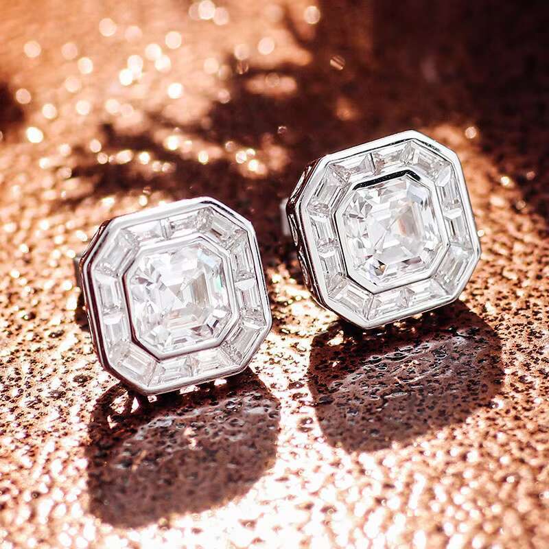 Moissanite Stud Earrings 925 Sterling Silver Earring Set Stud Earrings Moissanite Diamond Jewelry for Party Wedding Anniversary