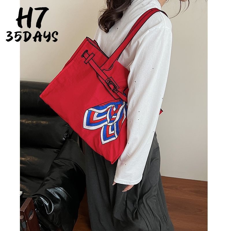Free shipping designer Bow Embroidery Tote Shoulder Bags Eco-friendly single crossbody square bag high-capacity for women Canvas