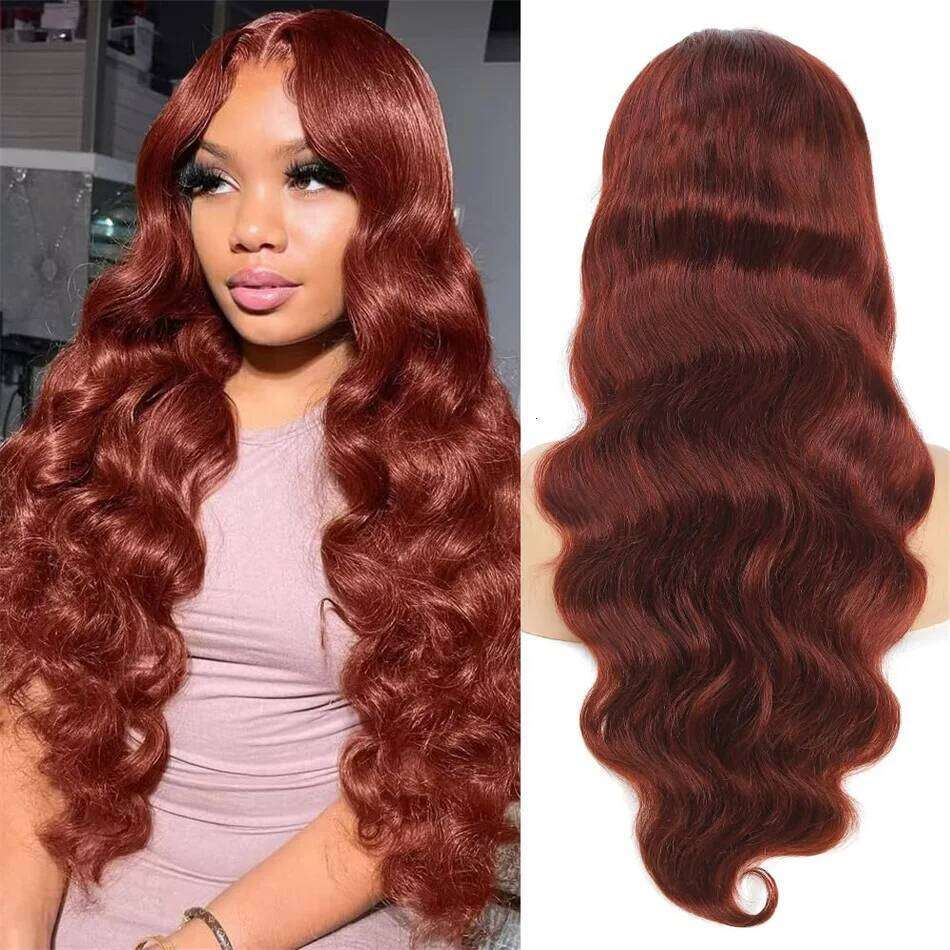 NAMM Reddish Brown 13x6 Lace Frontal Brazilian Colored 13x4 Body Wave Human Hair Wigs Hd Transparent 4x4 5x5 Closure Wig 40 Inch