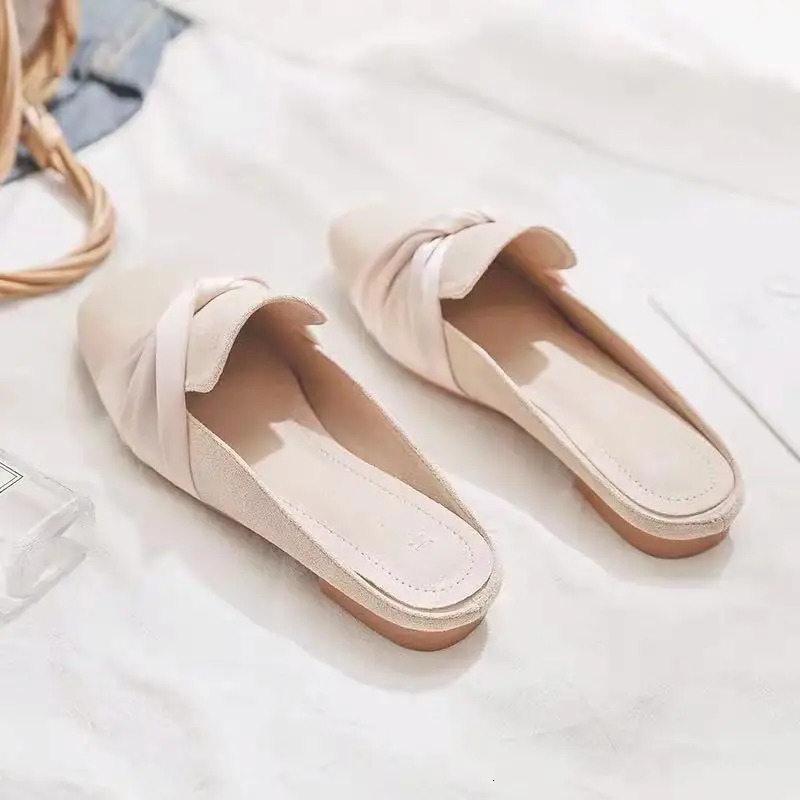 Pearl With Bow Sandals Outside Woman Slippers Low Heel Slides Summer 2025 Shoes for Women Liquidation Footwear Wholesale 250603