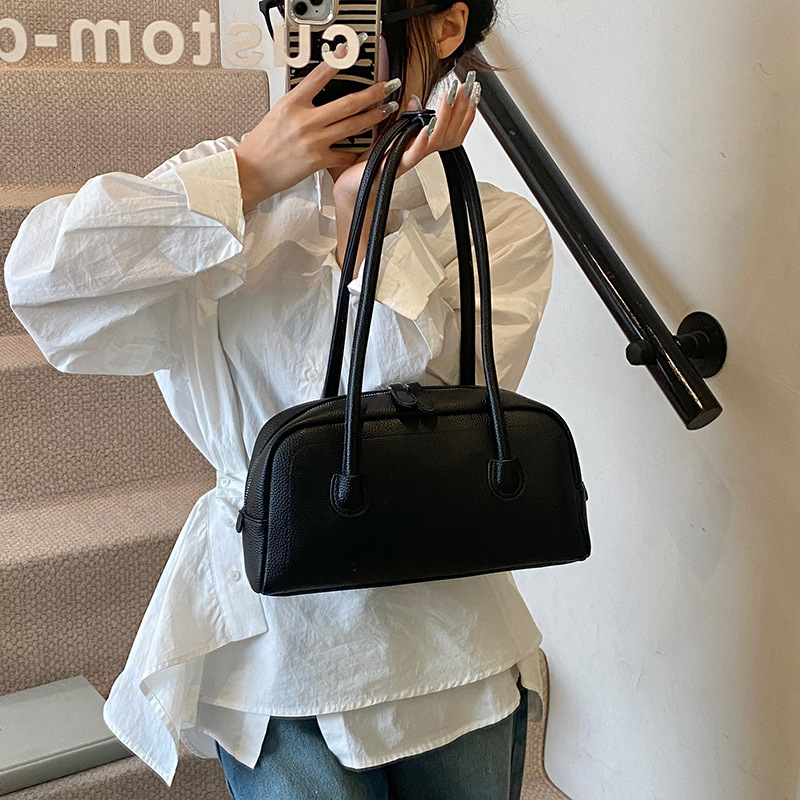 designer Korean Niche Boston Handbag for Women 2025 New High-End Simple Versatile Commuter Shoulder Underarm Bag