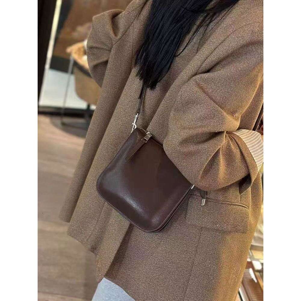 Phone for Women 2024 Spring Summer New Genuine Leather Crossbody Bucket Shoulder Underarm Bag
