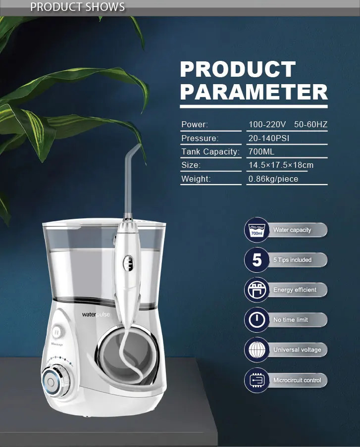 Oral Irrigator V660G Dental Water Flosser 12 Levels Electric Cleaner 800ml Oral Hygiene Dental Flosser Teeth Cleaner 250605