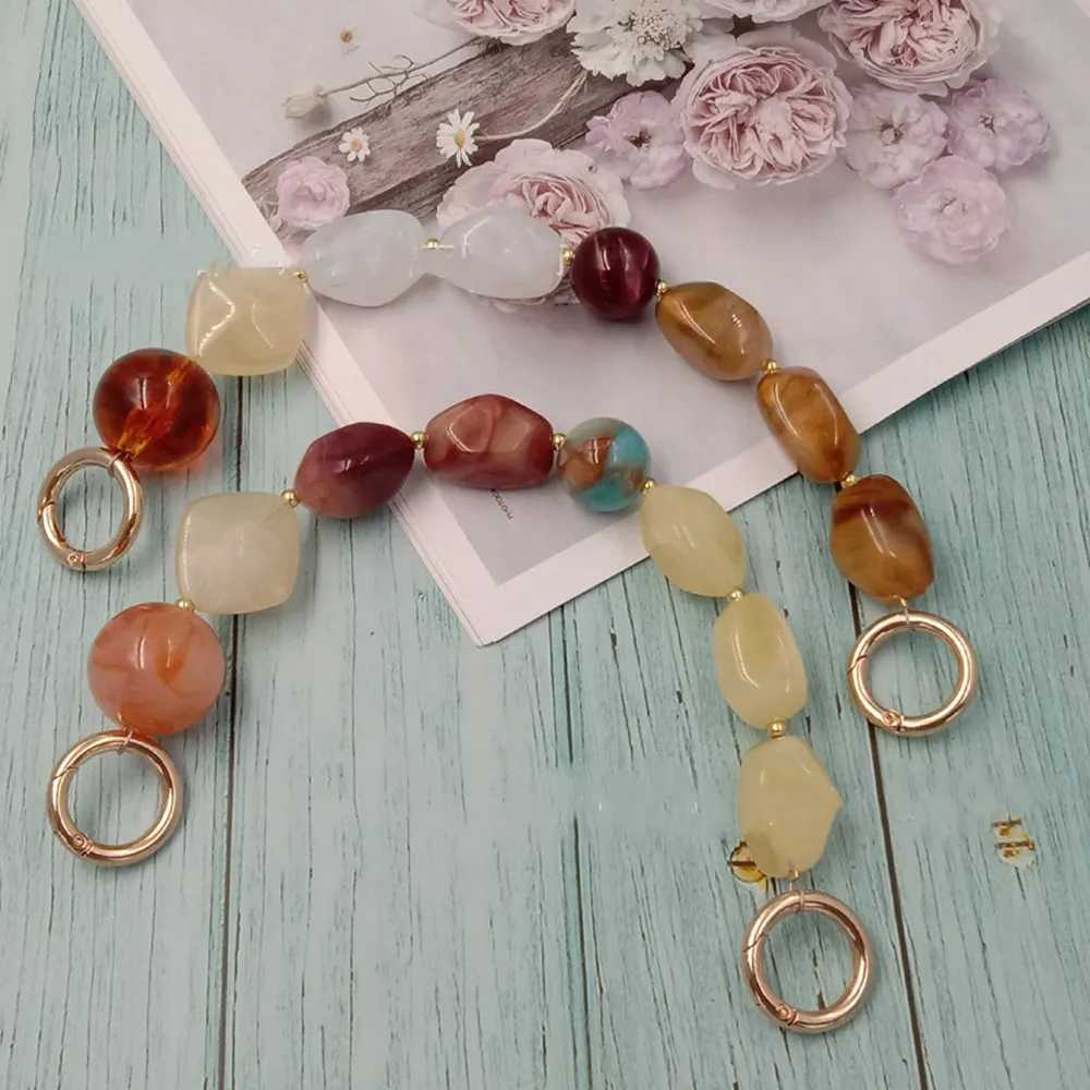 1Pcs New Colorful Acrylic Handbag Strap Handle Bead Replaceable Resin Stone Wristlet Purse Bag Belt DIY Bag Parts Accessories XJ250607