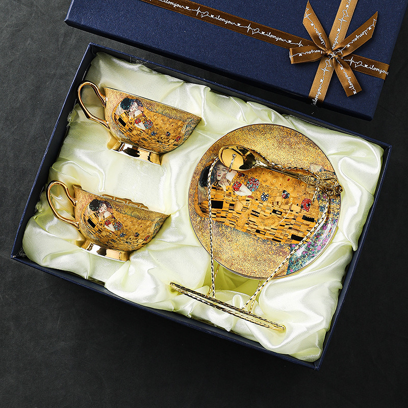 European coffee cup saucer bone China gift box set gift ceramic cup tea set afternoon tea cup