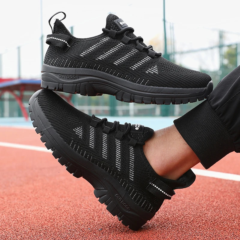 2025 Mens Running Shoes Knitted Mesh Breathable Fashion Casual Sports Shoes Comfortable Fitness Lightweight Mens Casual Shoes 250603