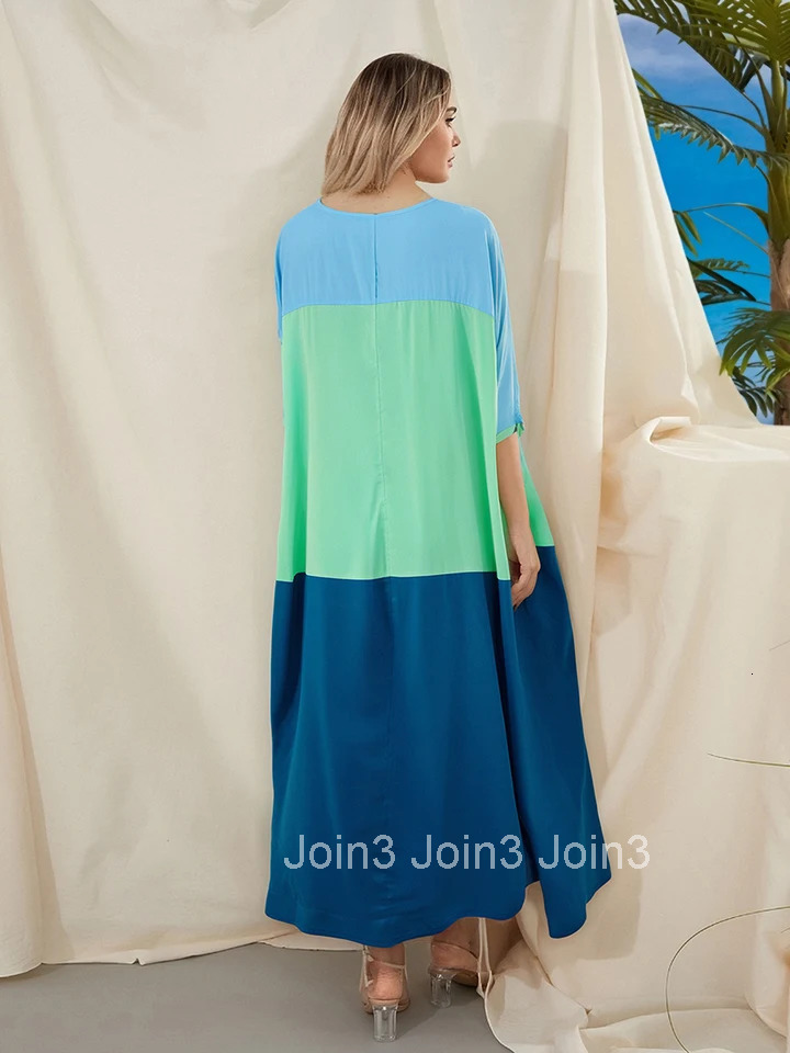 Elegant Maxi Dress Short Sleeve V-neck Floral Print A-line Boho Beach Party Dress with Pockets for Women