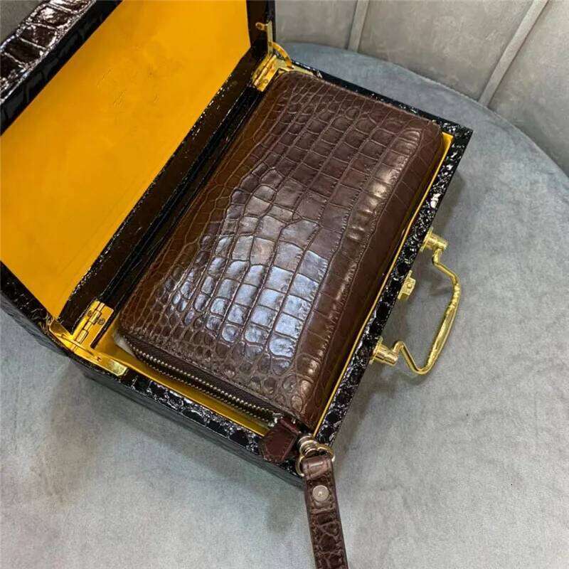 Authentic Crocodile Skin Businessmen Long Organizer Wallet Wristlets Clutch Bag Genuine Real Alligator Leather Male Card Purse