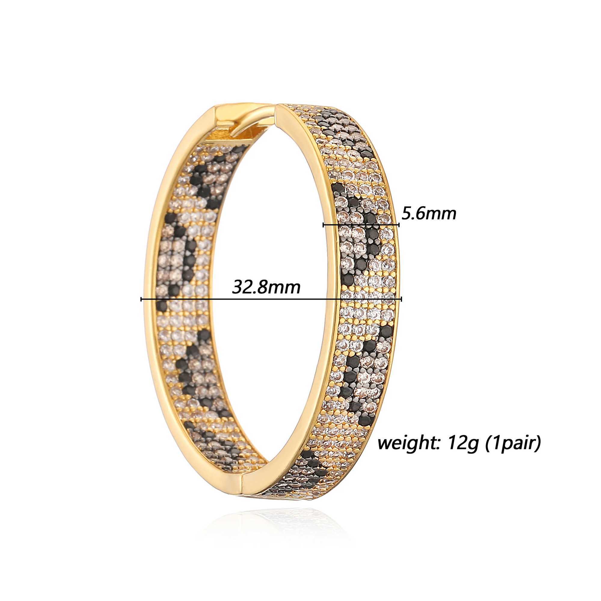HECHENGLeopard Print hoop Earrings rings necklace Fashion black white Cubic Zirconia women Geometric Jewelry set Z250607