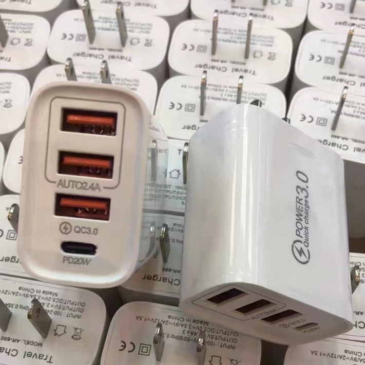 Quick Charge 3.0 USB C Fast Chargers PD 20W Power 3USB PD Home Wall Charging Type C Adapter for IPhone 13 Pro Max Samsung