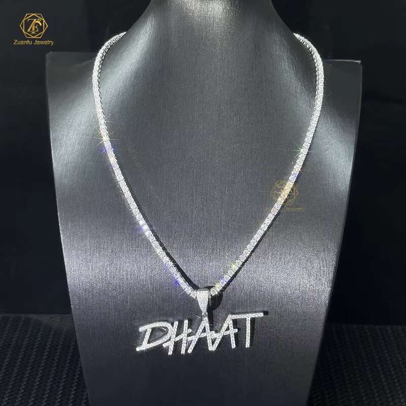 Iced Out Diamond Chain 8mm 10mm 12mm Prong Miami Moissanite Cuban Link Chain and Pendant Memory Photo for Men Rapper