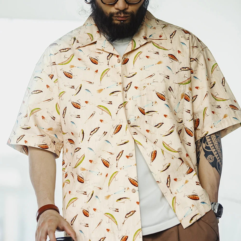 Maden Painted Short-sleeved Shirts Cotton Hawaiian Printed Half-sleeved Shirt for Men and Women Unisex Summer Loose Casual Tops 250606