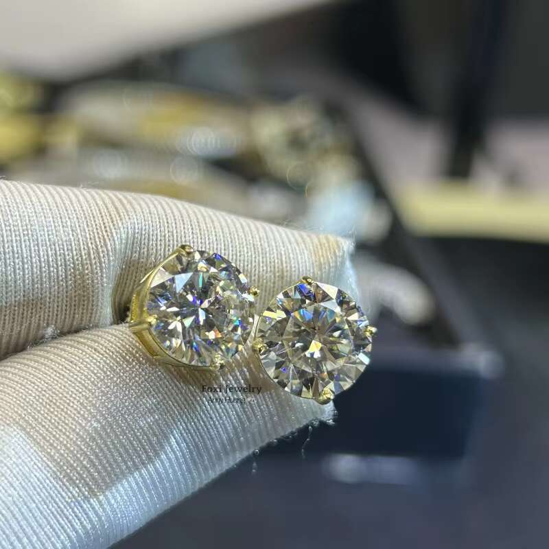 Luxury 8CT Screw Back VVS Moissanite Stud Earrings Hip Hop Earring Stud Jewelry Classic 10MM Moissanite Earrings 925 Silver