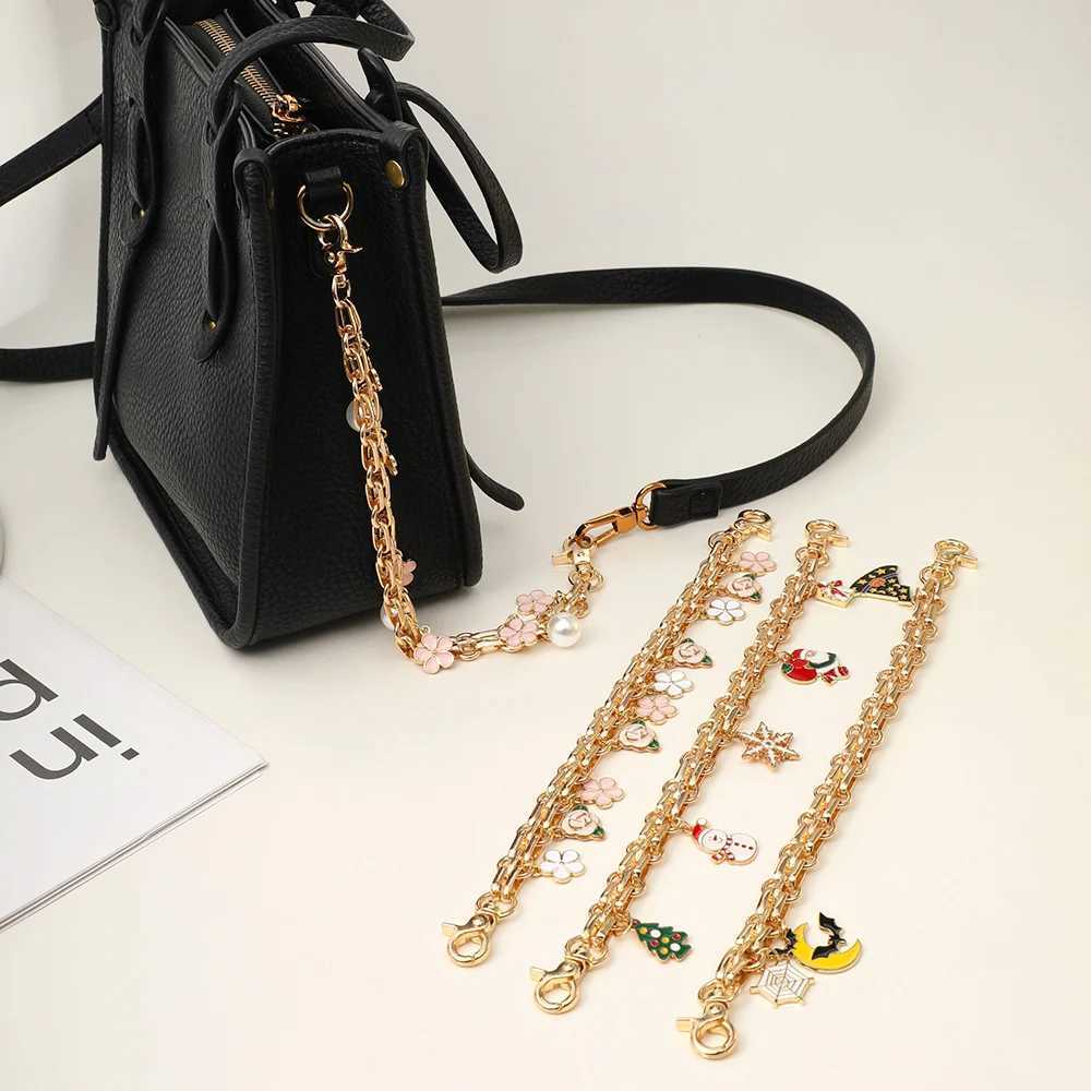 Bag Strap Extender Chain Flower Butterfly Pearl Pattern Handbag Shoulder Bag Extension Strap DIY Convert Crossbody Bag Accessory XJ250607