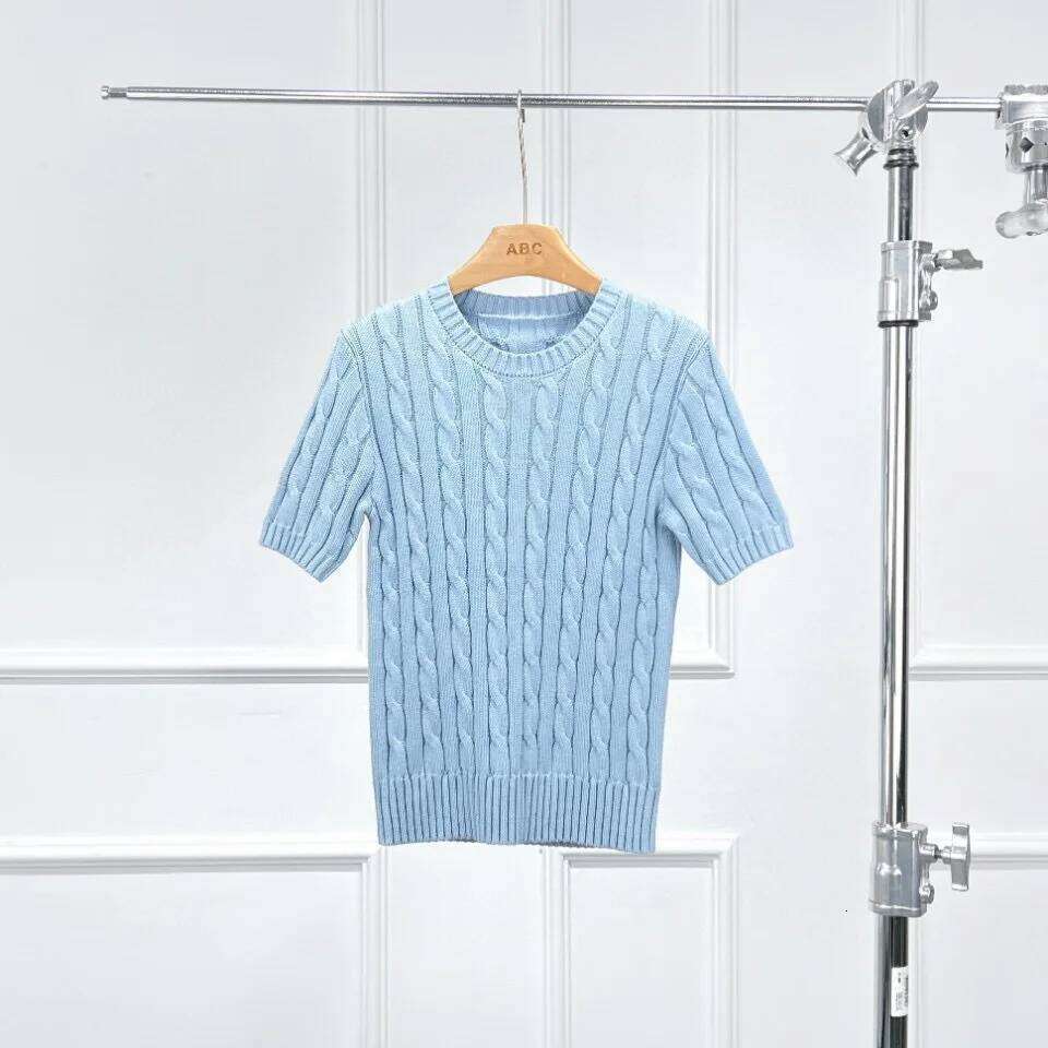 Coats Designer Women Naizaiga 100 Cotton O-Neck Twist Short Sleeve Slim Gray Pink Camel Blue Women Pullovers Wlhl105 Designer