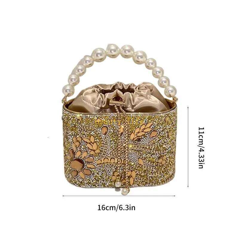 Glittering Banquet For Women Girl Wedding Handbag Purse Chain Strap Shoulder Rhinestones Evening Bag 517D