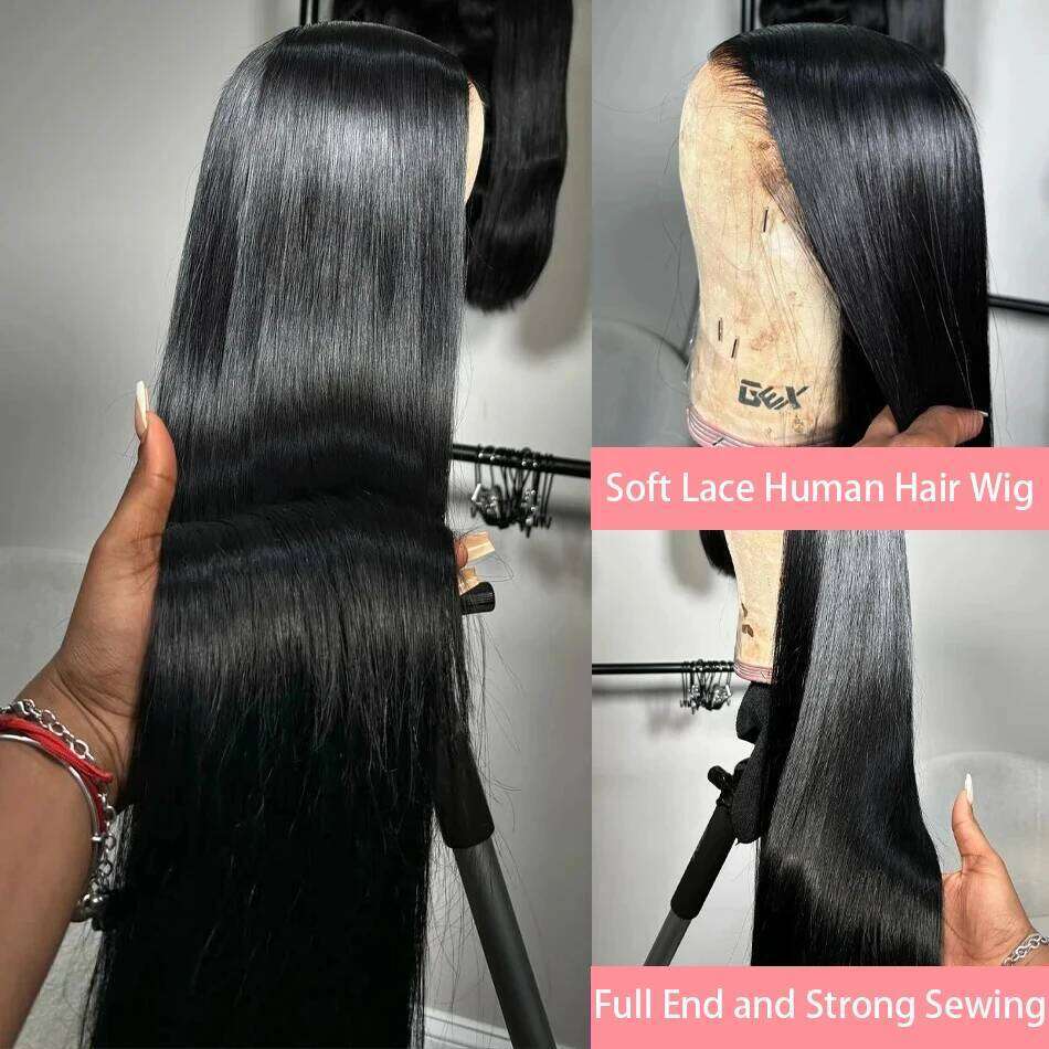 30 32 Inch Bone Straight 13x6 HD Transparent Human Hair Wigs 180 Density Brazilian 13x4 Lace Frontal Wig For Women