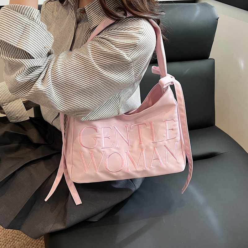 designer Large Capacity Casual Embroidered Letter Shoulder Underarm Bag for Women 2025 New Versatile Commuter Handheld Tote Bag