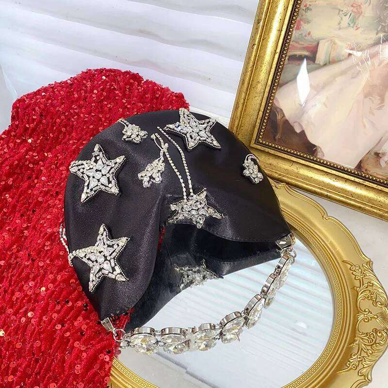 Elegant Star Fringe Rhinestone Shoulder Bag Stylish Quilted Crossbody Clutch Vintage Evening Party Wedding Dinner Bags