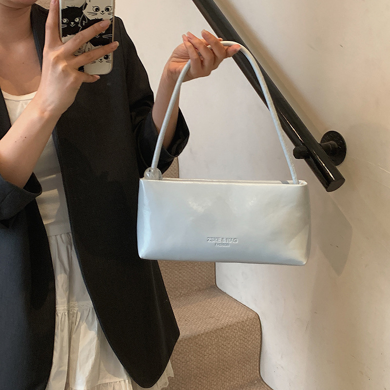 designer Korean Style Niche Simple High-end Handbag for Women 2025 Summer New Trendy Fashion Single Shoulder Underarm Baguette Bag